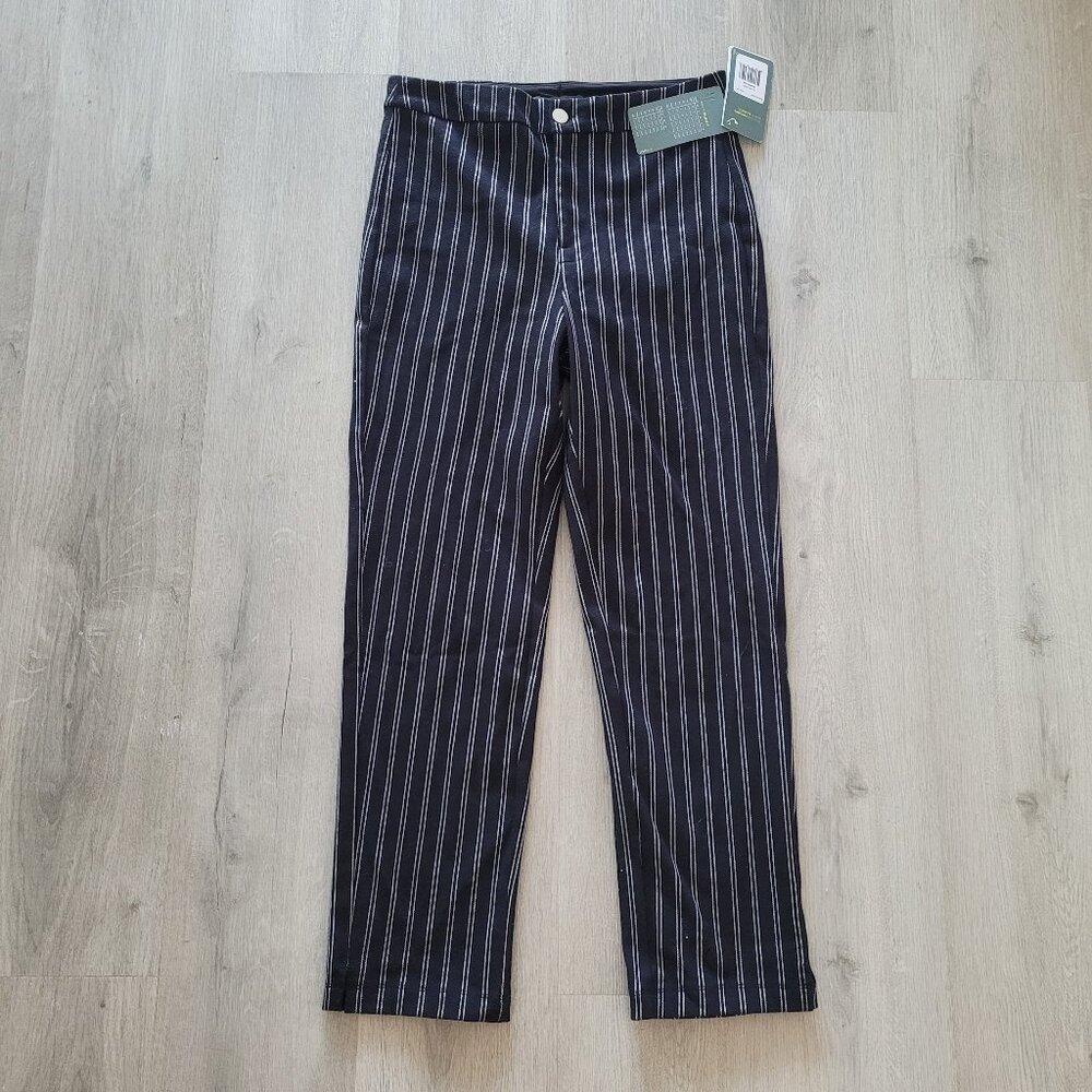 NEW Lysse New York Size M Ponte Pants Black Pinstripes Career Slacks Striped